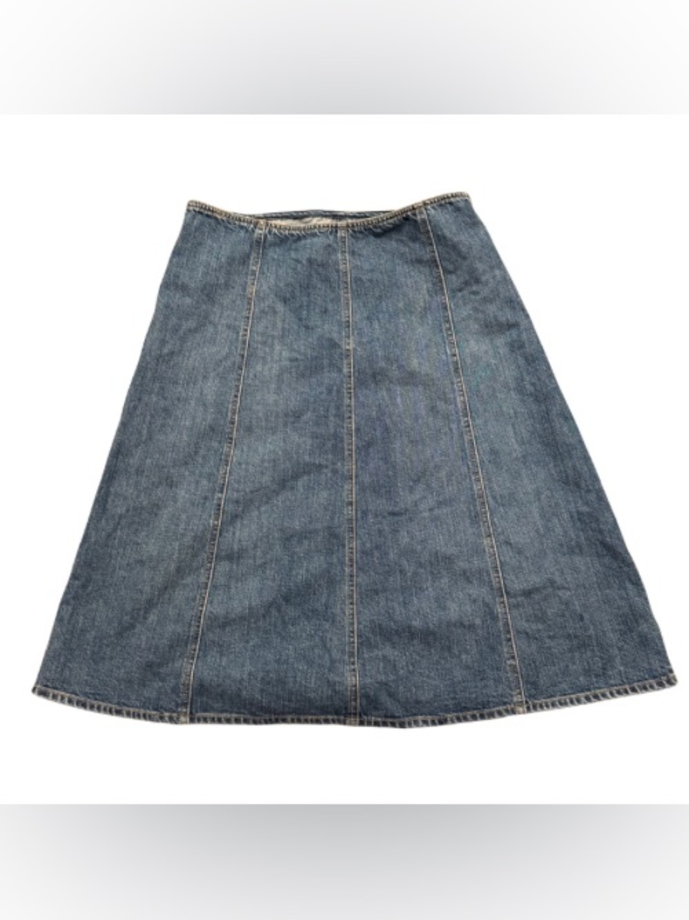 Vintage GAP Denim Boho A-line Midi Skirt Size 10 Coastal Cowgirl Folk Preppy